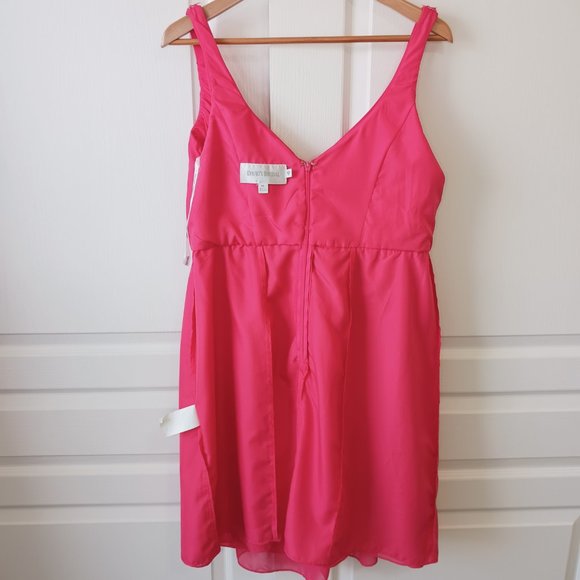 David's Bridal Women's Plus Punch Sheer Chiffon Tank With Rouching Dress Size 16 - Picture 10 of 16